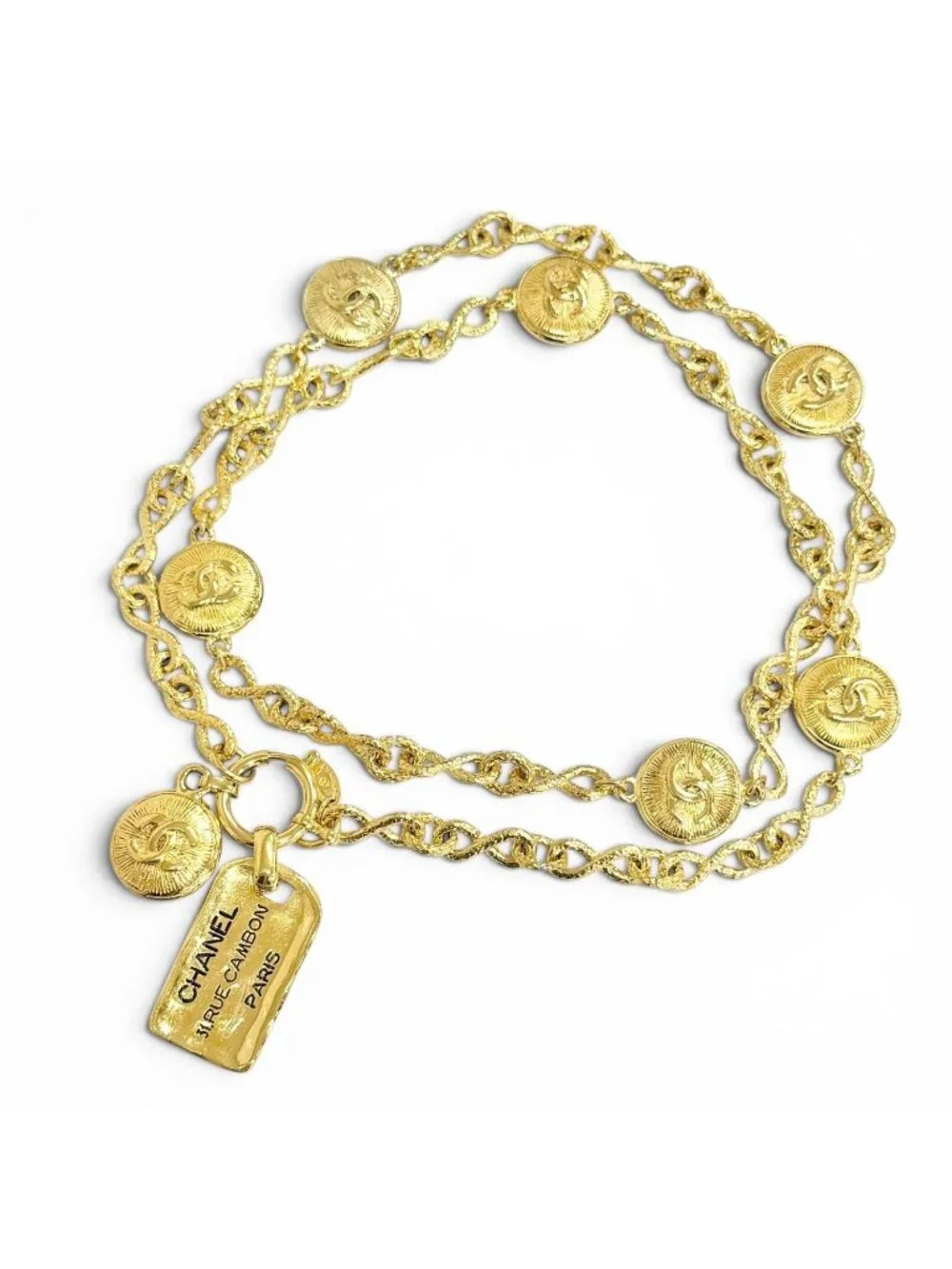 Chanel Vintage 31 Rue Cambon Coco Button Chain Belt Gold Recommended